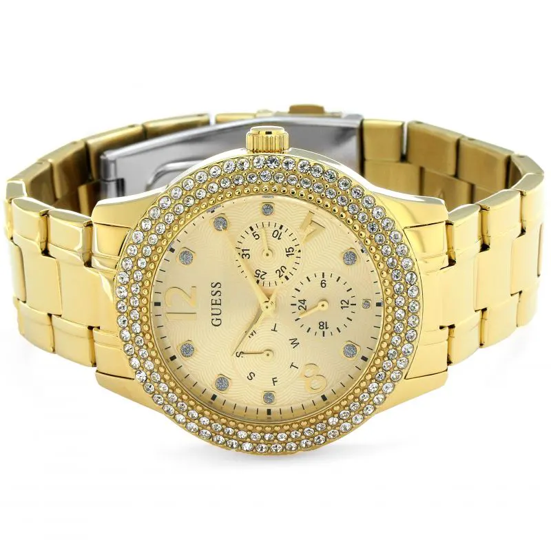 Guess Bedazzle Multifunction Gold Dial Ladies Watch | W1097L2